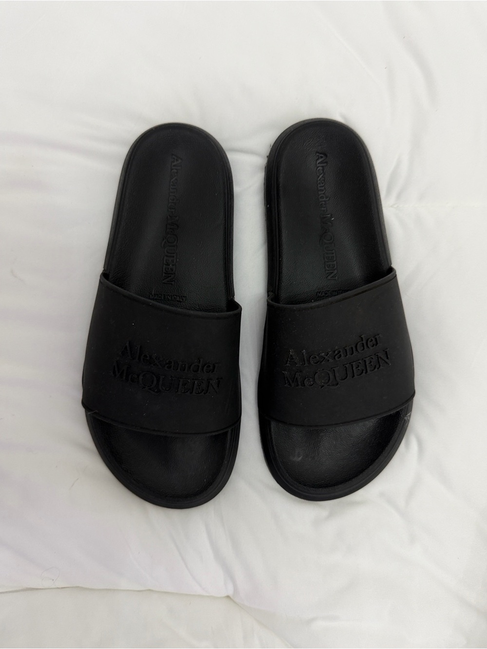 Alexander McQUEEN Men's 7 women’s 9 Black Logo Slide Sandals 39.5 M